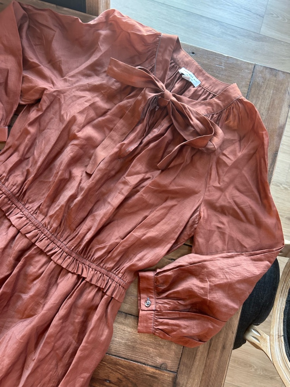 Current Air Cognac Ruffle Trim Midi Dress S